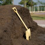 manure pile with shovel